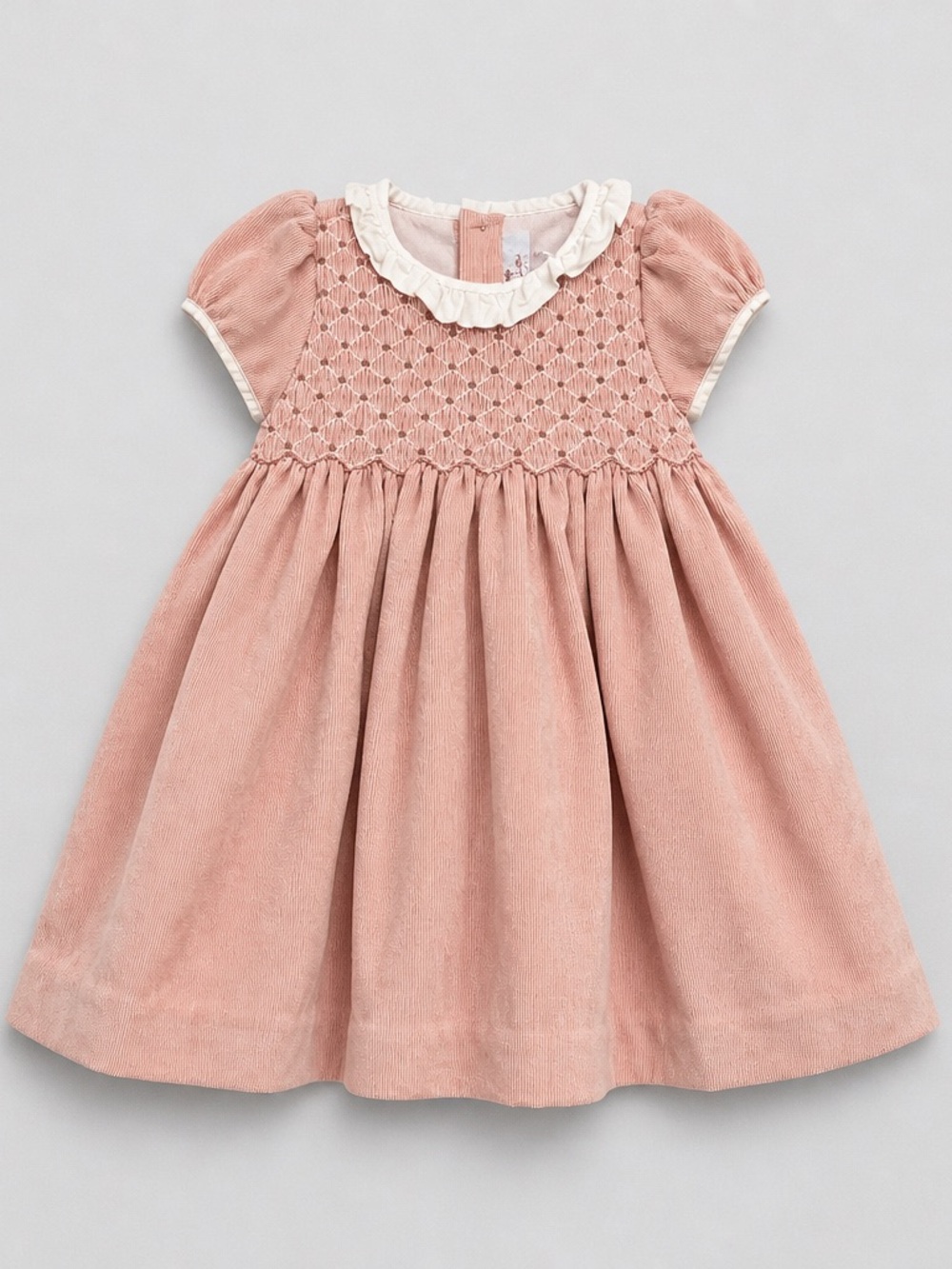 Antoinette Paris rose pink smocked corduroy puff sleeve dress 2 years E UC